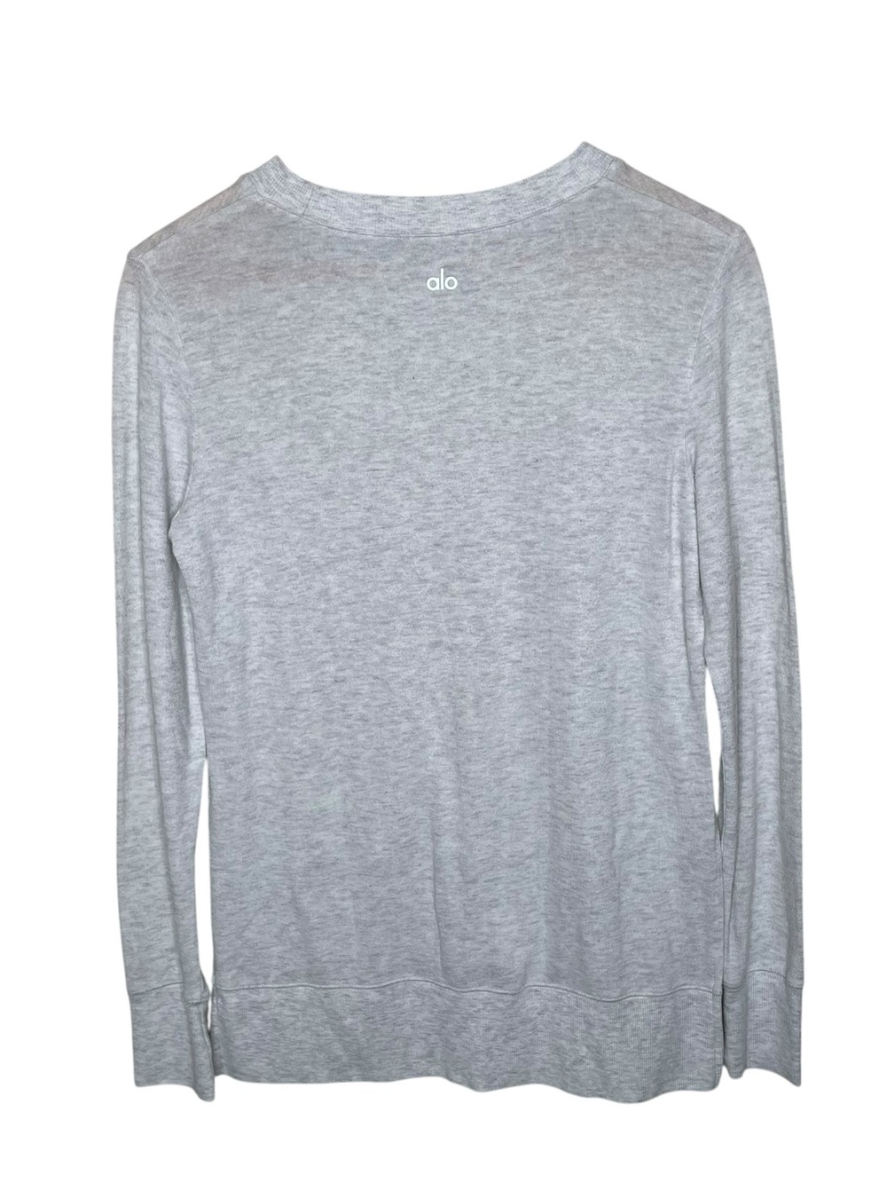 alo Yoga Glimpse Side Slit Pullover Sweatshirt Heather Grey - Picture 3 of 7